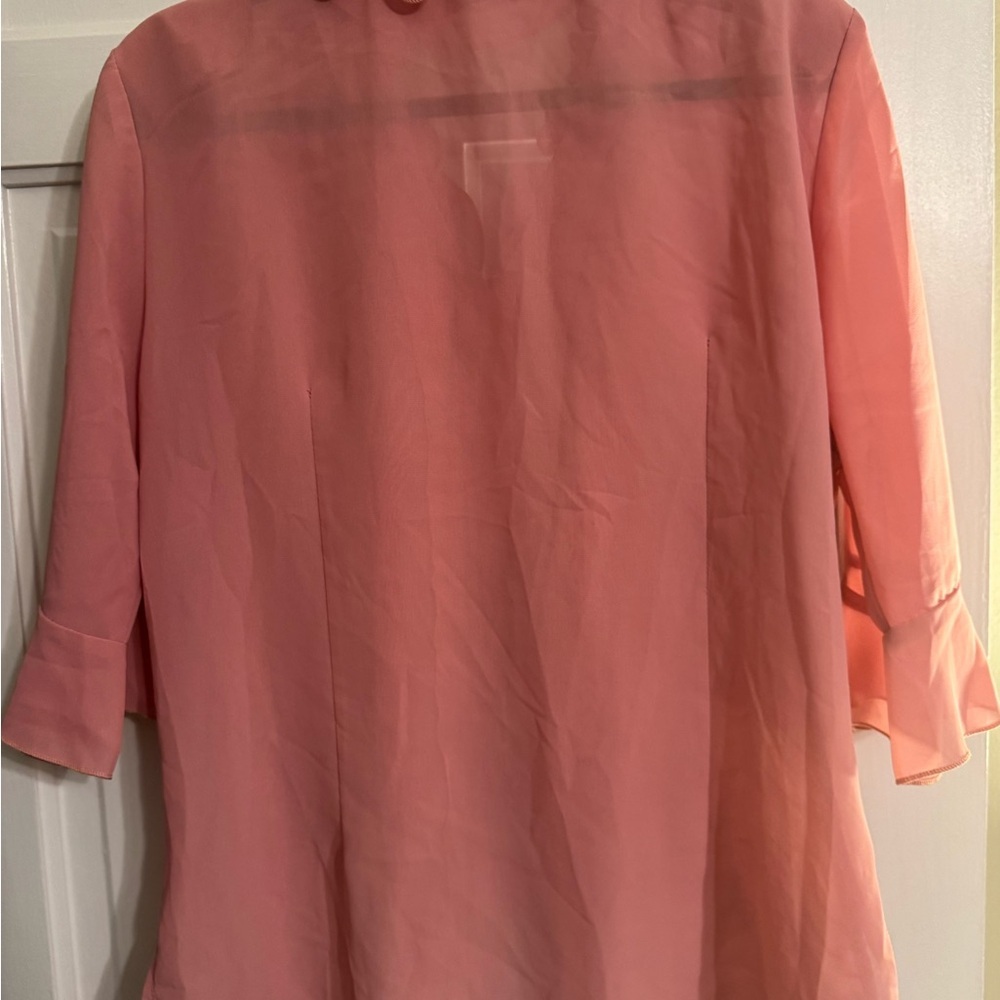Vintage Pink Embroidered Ruffle Blouse Sheer Floral Tunic Top Boho Romantic - Picture 5 of 9